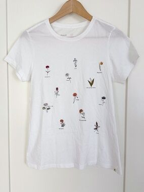 Pact Flowers Softspun Graphic Crew Neck Tee White Size S